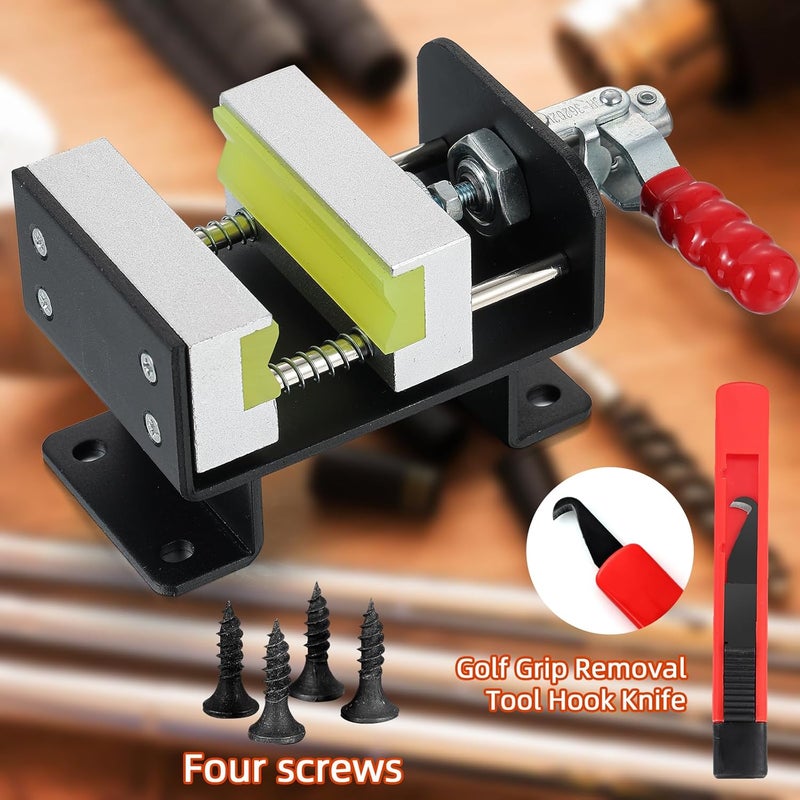 MistyBrew Professional Golf Club Regripping Kit - Heavy-Duty Vise Clamp with Secure 4-Screw Mounting System & Hook Knife, Quick-Release Locking Clamp for Stable Grip Replacement - Image 2